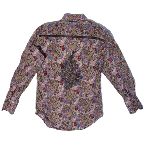 Robert Graham Glass Skull Buttons Grunge Paisley Embroidered Shirt - M Colorful - Picture 8 of 9